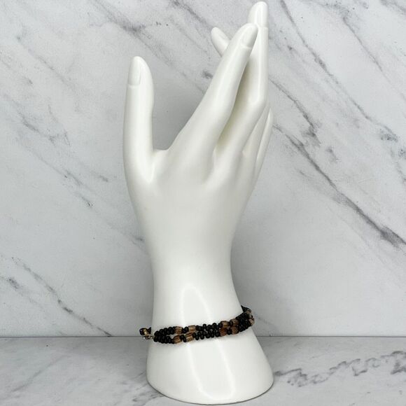 Black Beaded Double Strand Bracelet - Picture 2 of 12